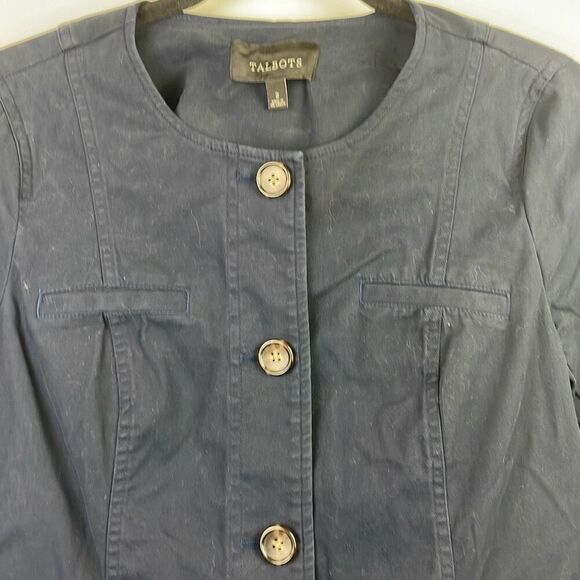 Talbots Women's Casual Cotton Blend Button Front Utility Jacket Blue Size 2 - Picture 3 of 10